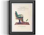 Art Nouveau fine art barber chair hair stylist gift, reproduction print from antique 1900s Barber 39 s catalogue