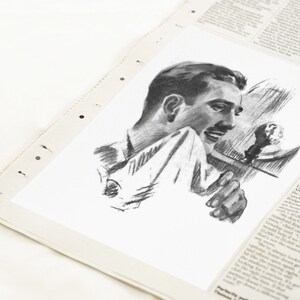 Barber art vintage portrait of a clean shaven man, professionally remastered poster print for man cave and shave den wall decor bild 3