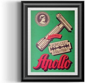 Apollo Mikron razor poster print, professionally remastered and cleaned barbershop man cave and shaving den wall decor art