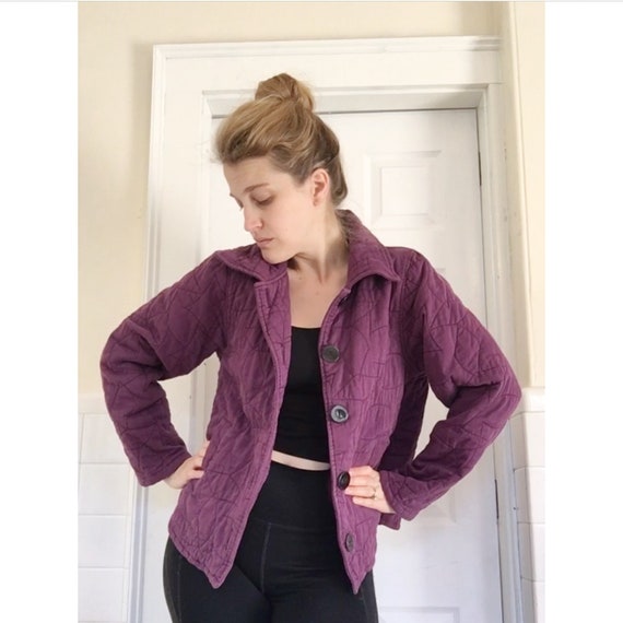 Vintage Cotton Chore Quilt Coat Shacket Quilted Ba