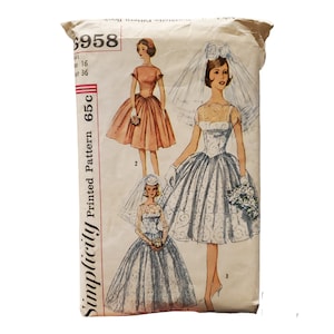 1960&#39;s Simplicity Bridal gown size 16 bust 36  bridesmaids dress and sips pattern