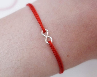 925 STERLING SILBER Infinity Armband Red String Armband Amulett Kabbalah Freundschaft Glück Geschenk Paar 14K Rose Gold Filled Frauen Männer Teen