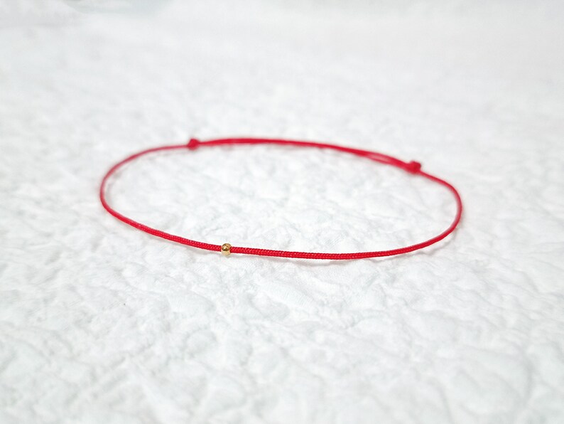 GENUINE 24K SOLID GOLD Red String Bracelet Pure Yellow Gold Amulet