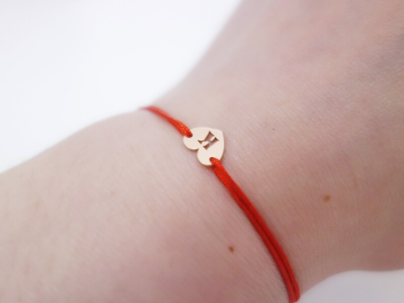 14K GOLD FILLED Initial Bracelet Letter Heart Bracelet Red Etsy