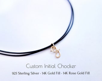 14K GOLD gefüllt Benutzerdefinierte Initiale Chocker Halskette Geburtstagsgeschenk Freundschaft personalisierte Buchstabe 925 STERLING SILVER Weihnachten Frauen Männer Teen