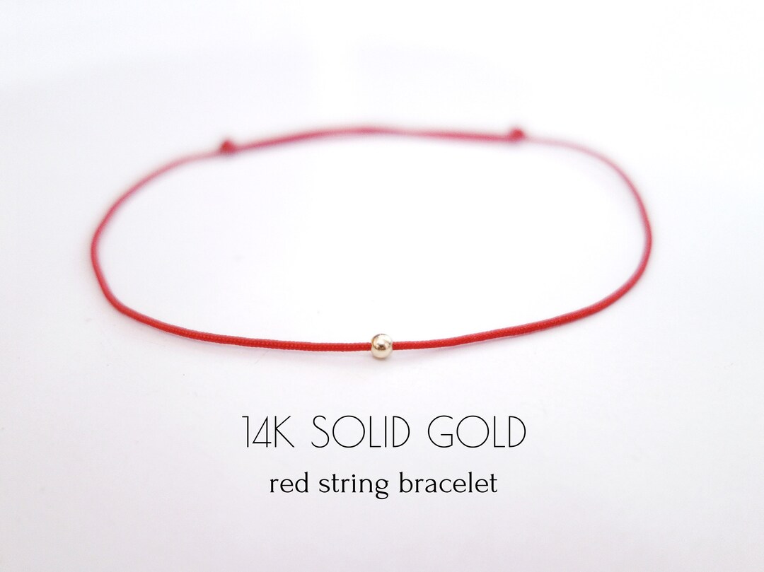 GENUINE 14K SOLID GOLD Red String Bracelet Amulet Kabbalah Red String ...