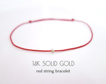 Echte 14K Massivgold Red String Armband Amulett Kabbalah Rote Schnur des Schicksals Schutz Glück Freundschaft Heilung Angst Frauen Männer Teen