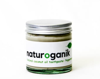 Dentifrice à l'huile de noix de coco : menthe poivrée et charbon actif, soin bucco-dentaire naturel (pot de 60 ML)