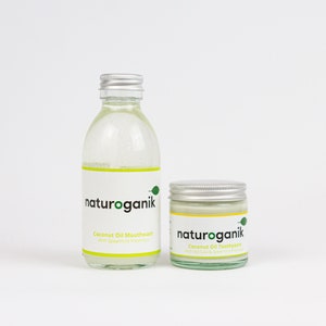 Kokosöl Mundwäsche 150 ML Flasche und Zahnpasta mit Manuka mit Spearmint 60ML