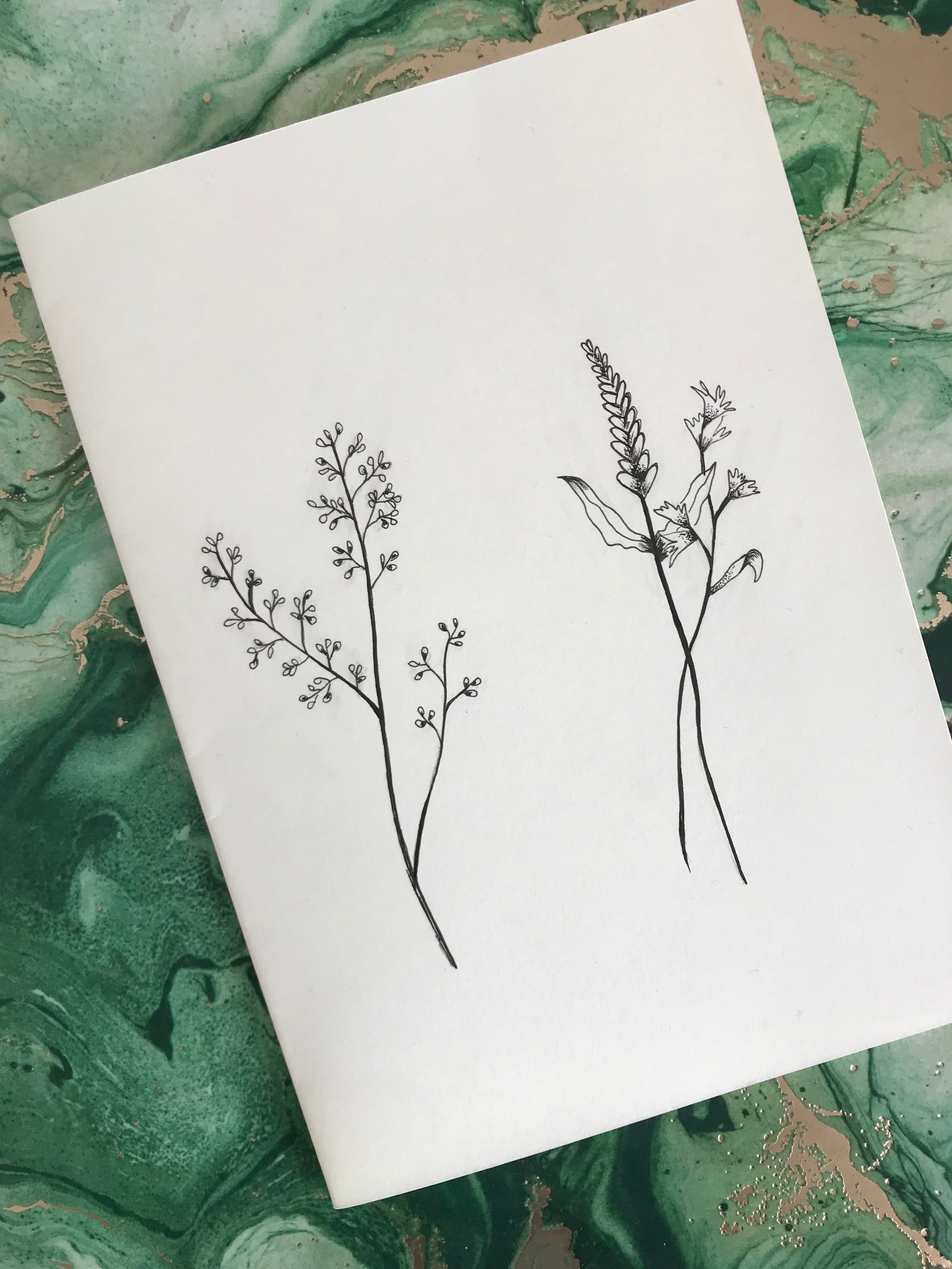 Wild flowers pen drawing