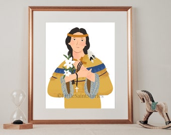 DESCARGA DIGITAL / Impresión St. Kateri / Impresión Católica / Santo / Kateri Tekakwitha