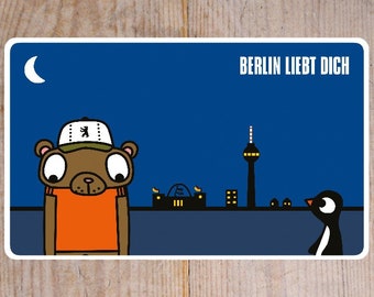 Brettchen "Berlin loves you - Penguin"