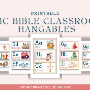 ABC Bibel Alphabet Dekoration | Druckbare Kinder Bibel Aktivität | Christliche Vorschule Homeschool |Sonntagsschulstunde | Kinderbibelstudie