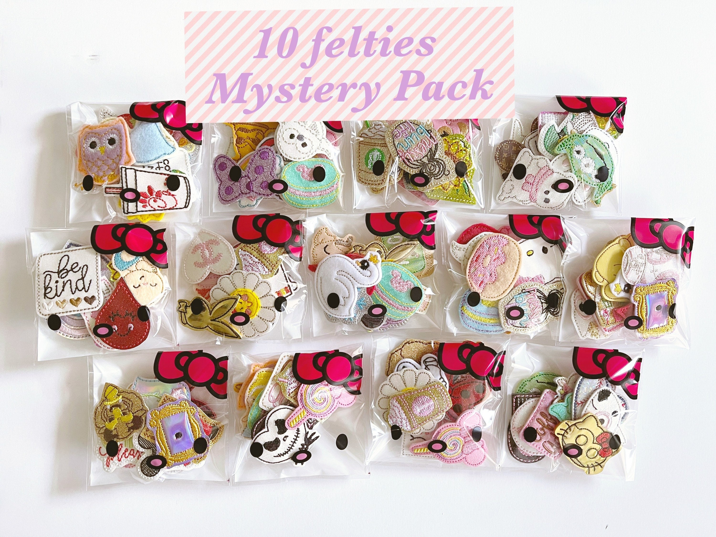 10 Felties Grab Bag, Felties Mystery Pack, Bow Centers, Bow Felties