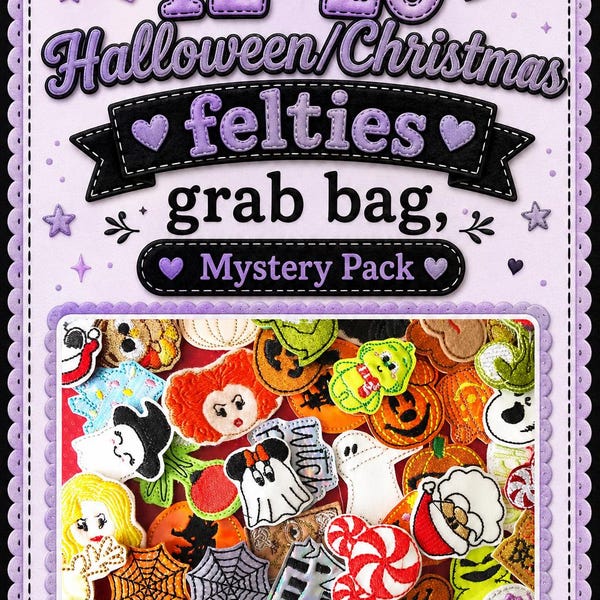 Halloween and Christmas Felties Grab Bag, Felties Mystery Pack, Halloween felties, Christmas Felties, Bow Centers, Bow Felties