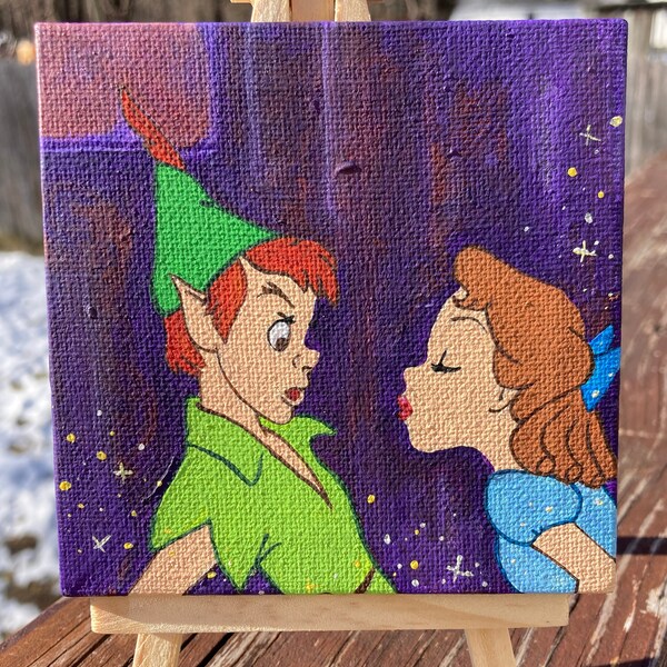 Peter and Wendy/ a real kiss/ I think I’ll give you a kiss/ Disney fan/ Disney fan art/ Peter Pan/ Peter Pan and Wendy/ Peter and Wendy fan