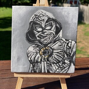 Moon Knight/ Moon Knight fan art/ Disney Moon Knight/ mini canvas painting/ acrylic painting/ Moon Knight acrylic painting/ desk decor