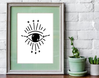 all seeing mystical eye  ||  printable art, download, beauty, art, home decor, nursery decor, room decor, evil eye, simplicity, shapes