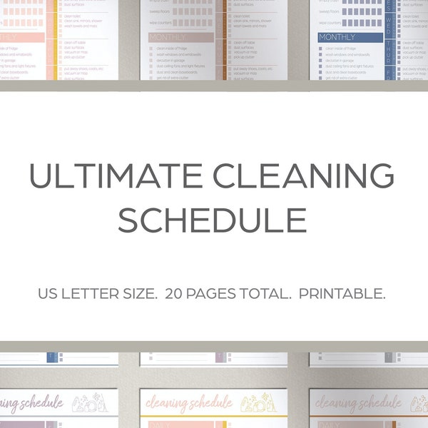 Ultimate Cleaning Schedule, Cleaning Checklist, Cleaning Planner -  Printable and Editable, Instant Download