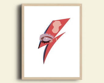 abstract aladdin sane, david bowie  ||  printable art, download, music, art, home decor, nursery decor, room decor, simplicity, shapes