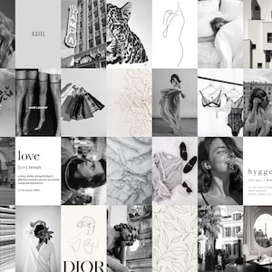Photo Wall Collage Kit | Black and White Aesthetic 3 (Set of 75 photos) INSTANT Download | DIGITAL printable collage kit