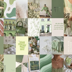 Photo Wall Collage Kit Mint Sage Green Aesthetic set of 78 - Etsy
