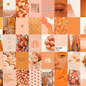 Photo Wall Collage Kit | Orange Peach Aesthetic (Set of 76 photos) INSTANT Download | DIGITAL printable collage kit