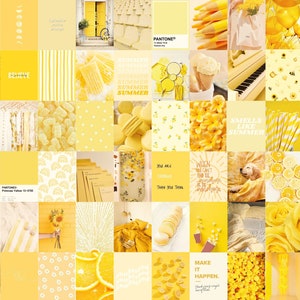 Photo Wall Collage Kit | Yellow Summer Aesthetic (Set of 60 photos) INSTANT Download | DIGITAL printable collage kit
