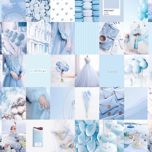 Photo Wall Collage Kit Baby Light Blue Aesthetic Set Of 60 Etsy
