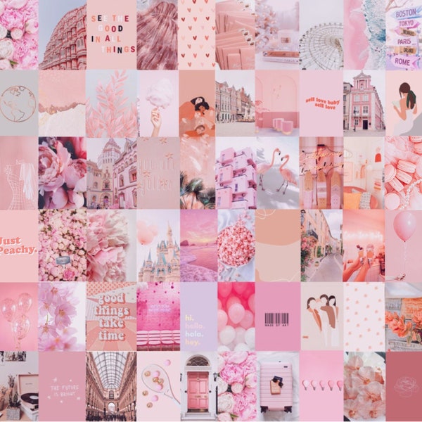 Photo Wall Collage Kit | Blush Light Pink Aesthetic (Set of 65 photos) INSTANT Download | DIGITAL printable collage kit