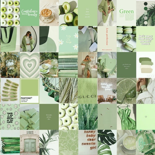 Photo Wall Collage Kit Mint Sage Green Aesthetic Set Of 78 Etsy Ireland