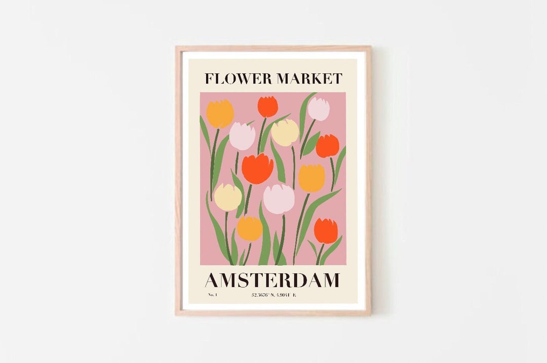 Flower Market Print Gallery Wall Amsterdam Tulips, Botanical Floral ...