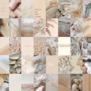 Photo Wall Collage Kit | Trendy Cream Neutral Aesthetic (Set of 70 photos) INSTANT Download | DIGITAL NEUTRAL collage kit