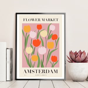 Flower Market Print Gallery Wall Amsterdam Tulips, Botanical Floral ...