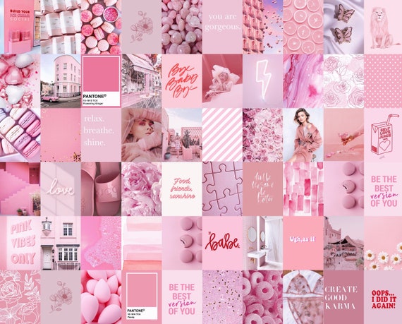Light Pink Baby Pink Aesthetic Wall Collage Kit Digital Copy Pack Of 70 ...