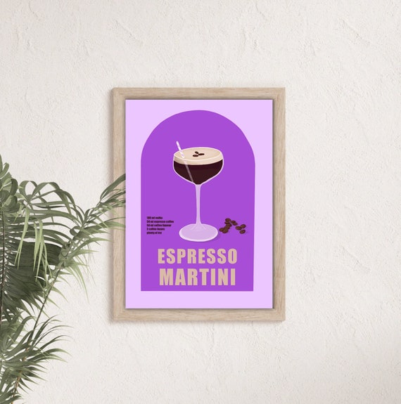 Espresso Martini Cocktail Print Bar Cart Wall Art Retro Etsy
