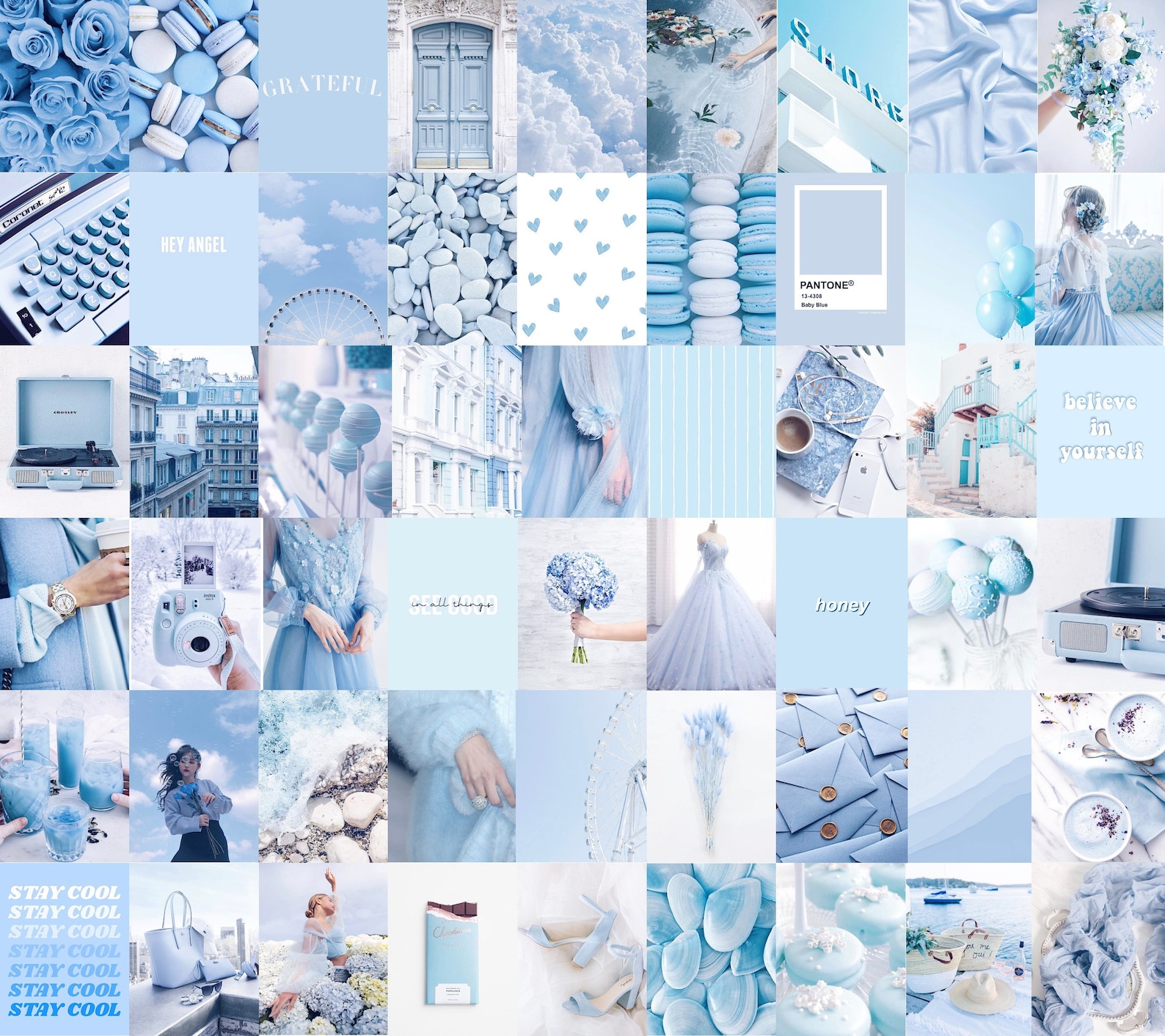 Photo Wall Collage Kit Baby Light Blue Aesthetic Set of 60 image 1.