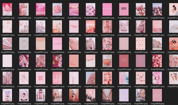 Kit Collage Fotografico Estetico Rosa E Grigio – 50 Immagini 10x15 Cm – Decorazione Da Parete Per Camera Da Letto E Dormitorio Ragazze