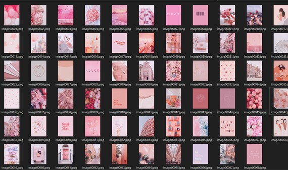 Kit Collage Fotografico Estetico Rosa E Grigio – 50 Immagini 10x15 Cm – Decorazione Da Parete Per Camera Da Letto E Dormitorio Ragazze