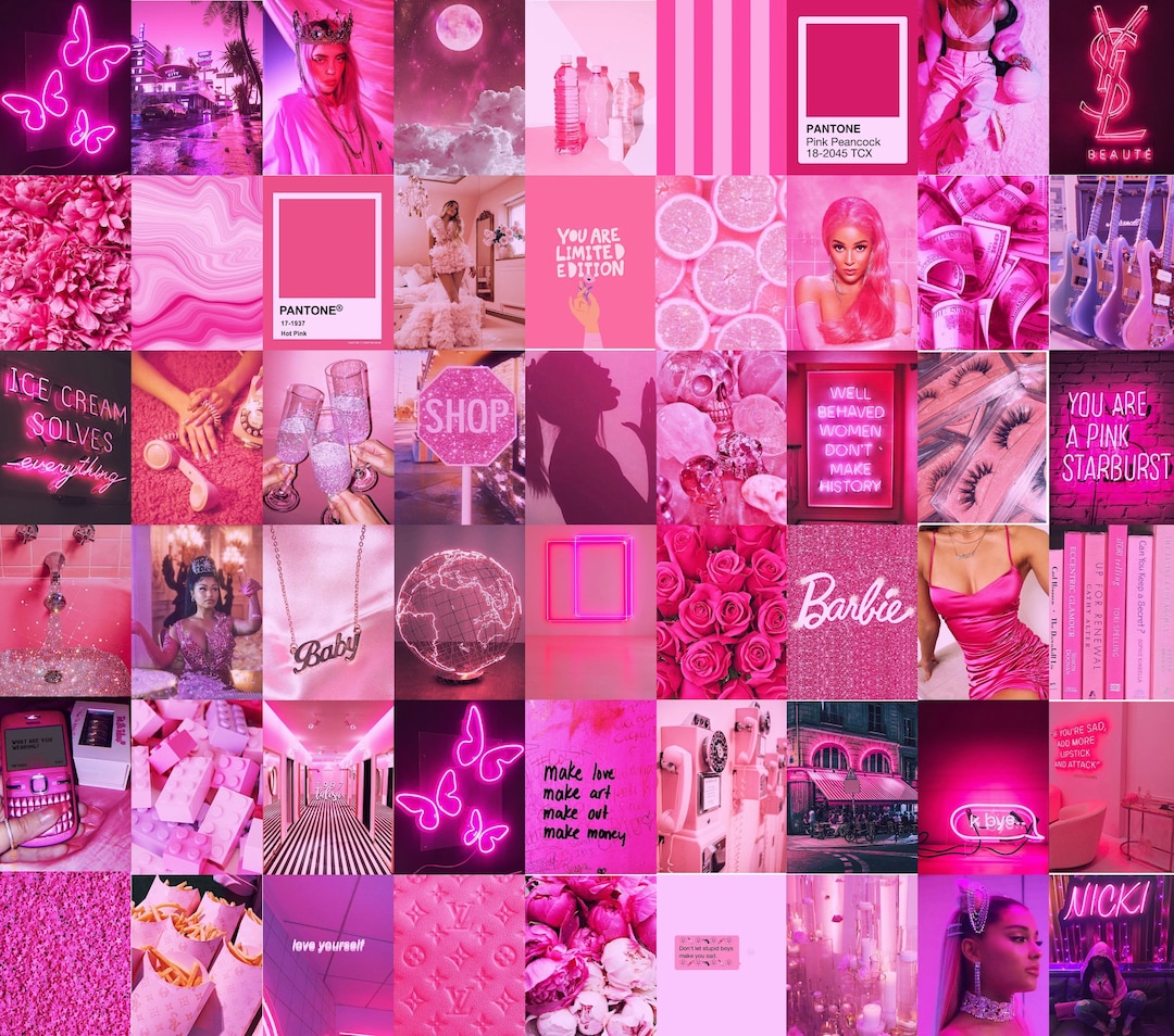 Boujee Blush Pink Aesthetic Photo Collage Kit of 80 Pieces / 