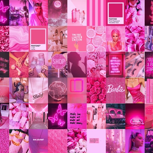 Photo Wall Collage Kit Boujee Hot Pink Baddie Aesthetic 2 - Etsy