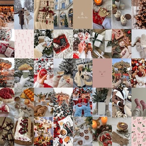 Photo Wall Collage Kit | Winter Christmas Aesthetic 3 (Set of 75 photos) INSTANT Download | DIGITAL printable collage kit