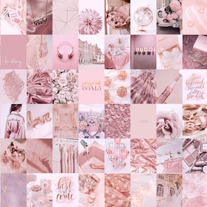 Photo Wall Collage Kit | Rose Gold, Dusty Pink Aesthetic (Set of 60 photos) INSTANT Download | DIGITAL printable collage kit