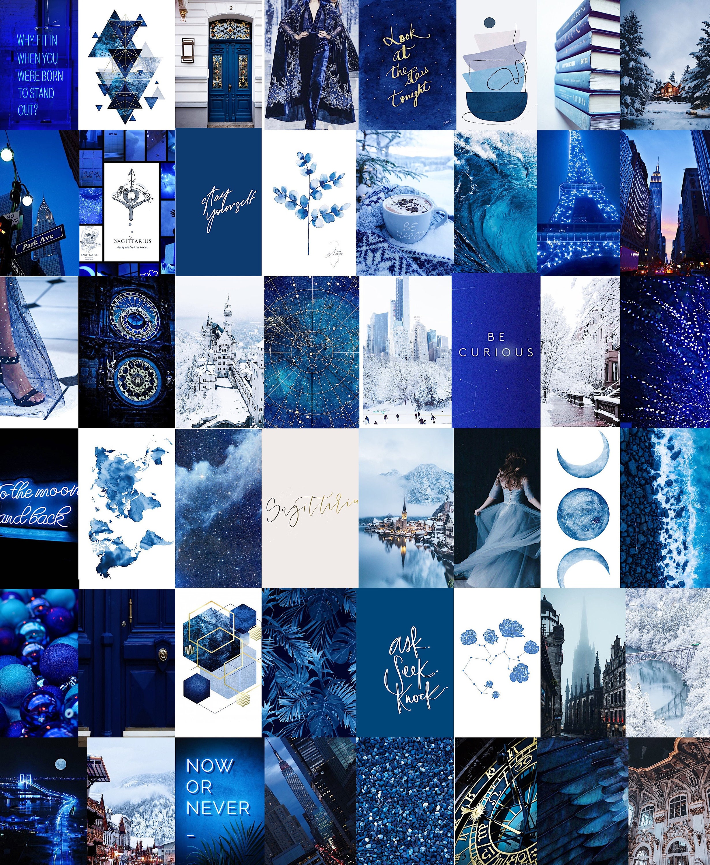 Photo Wall Collage Kit / SAGITTARIUS Navy Blue Aesthetic