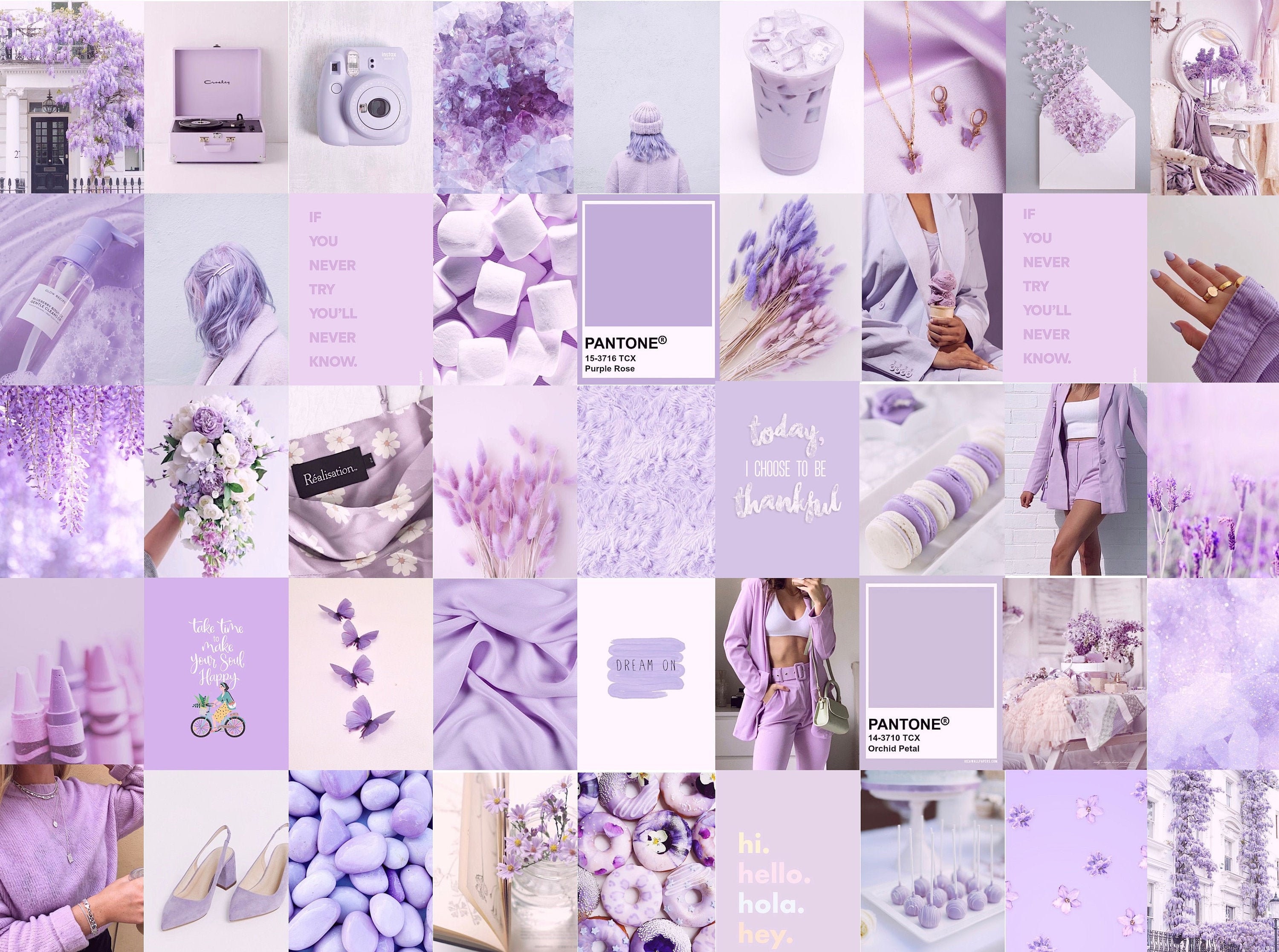 Photo Wall Collage Kit Lavender Light Purple Aesthetic set - Etsy Canada