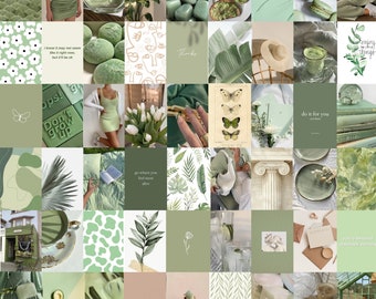 Photo Wall Collage Kit Mint Sage Green Aesthetic set of 78 | Etsy