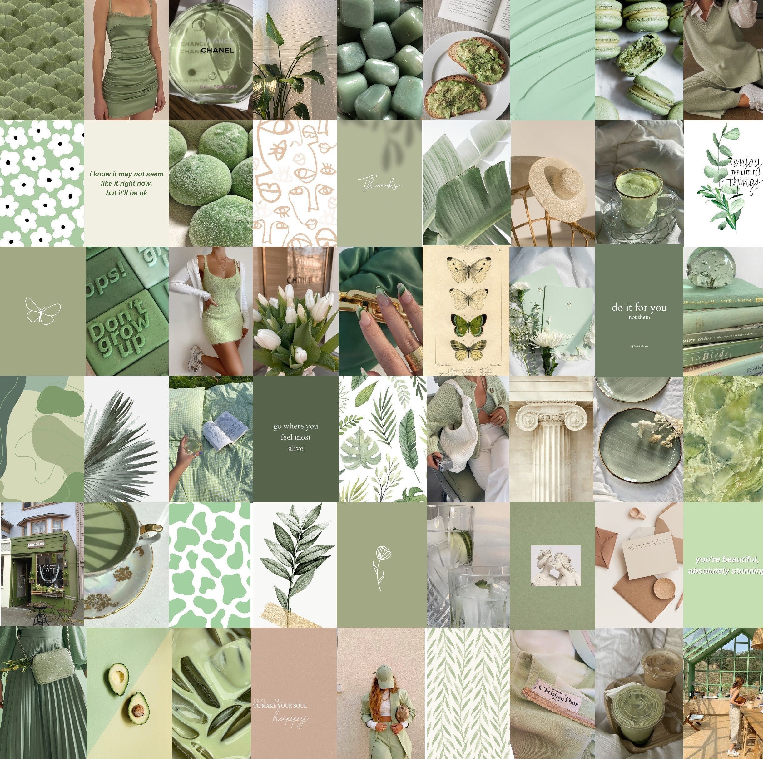 Free download 100pcs Sage Green Wall Collage Kit 2 Boho Aesthetic Soft Etsy  UK 1744x4477 for your Desktop Mobile  Tablet  Explore 23 Sage Green  Collage Wallpapers  Naruto Sage Mode