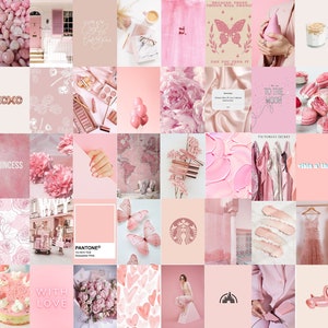 Photo Wall Collage Blush Light Pink Aesthetic 4 set of 92 - Etsy