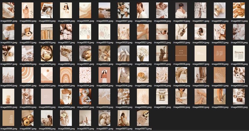 DIGITAL printable collage kit Set of 73 photos Photo Wall Collage Kit INSTANT Download Beige Coffee Aesthetic 2