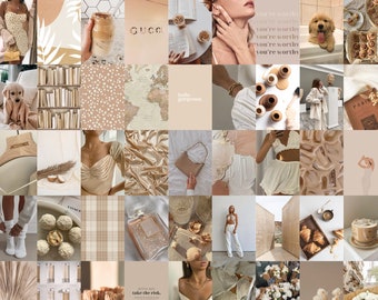 Fotowandcollagekit | Beige koffie esthetische 3 (set van 84 foto's) INSTANT downloaden | DIGITALE NEUTRALE collagekit